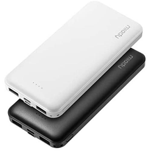 2-Pack Miady 10000mAh Dual USB Portable Charger, Fast Charging Power Bank with USB C Input, Backup Charger for iPhone X, Galaxy S9, Pixel 3 and etc …