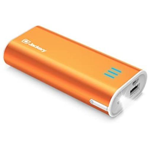 Jackery Portable Travel Charger Bar 6000mAh Power Outdoors Pocket-Sized Ultra Compact External Battery Power Bank Fast Charging Speed with Emergency Flashlight for iPhone, Samsung and Others - Orange