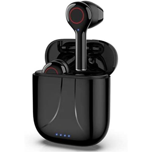 AHUTORU Bluetooth 5.0 Wireless Earbuds with Charging Case TWS Stereo Headphones in Ear Built in Mic Headset Premium Sound with Deep Bass for Android/iPhone (New Black)