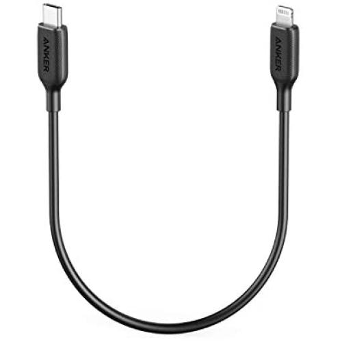 USB C to Lightning Cable (1 ft), Anker Powerline III MFi Certified Fast Charging Lightning Cable for iPhone 11/11 Pro / 11 Pro Max/X/XS/XR Max / 8 /AirPods Pro, Supports Power Delivery (Black)