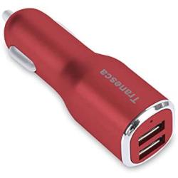 Tranesca 4.8A/24W 2 USB Port Car Charger Compatible with iPhone X 8 7 6S 6 Plus, 5 SE 5S 5 5C, Samsung Galaxy S9 S8 S7 S6 Edge, Note 8 4, LG G6 G5 V10 V20, HTC,Nexus, iPad Pro and More-Red