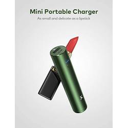 Mini Portable Charger 3350mAh Xcentz, Compact External Battery Premium Aluminum with Flashlight Lipstick-Sized Pocket Power Bank Phone Charger for iPhone, Samsung Galaxy, Other Android Phone - Green