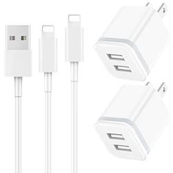 Phone Charger Cable 6 FT with Wall Plug, LUOATIP 4-Pack Charging Cord + Dual Port USB Block Adapter Charging Cube Replacement for iPhone 11 Xs/Xs Max/XR/X 8/7/6/6S Plus SE/5S/5C, Pad