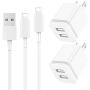 Phone Charger Cable 6 FT with Wall Plug, LUOATIP 4-Pack Charging Cord + Dual Port USB Block Adapter Charging Cube Replacement for iPhone 11 Xs/Xs Max/XR/X 8/7/6/6S Plus SE/5S/5C, Pad