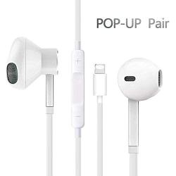 Lighting Headphones/Earphones/Earbuds, Built-in Microphone and Volume Control,Suitable for Apple iPhone 11 Pro Max/X/XS/XS MAX/XR/8/8P/7/7P/iPad Pro/iPad Air/iPad Mini/iPod (Bluetooth Connectivity)