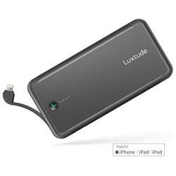 Luxtude Portable Charger for iPhone, Apple Certified Power Bank, 10000mAh Slim Battery Pack Built in Lightning Cable, Fast Charging Portable Phone Charger for iPhone 11/XS/XR/X/8/7/6, iPad and More