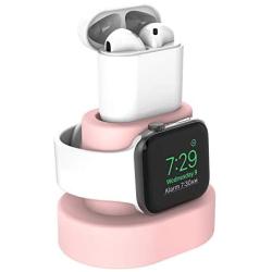 Moretek Charger Stand for Apple Watch 38mm 42mm 40mm 44mm iWatch Series 1 2 3 4 5 Apple Watch Charging Stand Holder, AirPods Accessory Charger Dock (Pink)