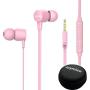 Joymiso Tangle Free Earbuds for Kids Women Small Ears with Case, Comfortable Lightweight in Ear Headphones, Flat Cable Ear Buds Wired Earphones with Mic and Volume Control for Cell Phone Laptop (Pink)