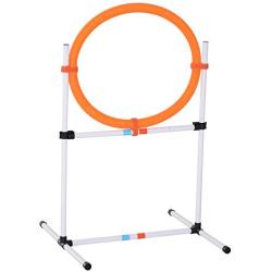 PawHut 2-in-1 Dog Obstacle Training Agility Equipment Tire Jump Ring/Hurdle Bar