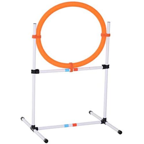 PawHut 2-in-1 Dog Obstacle Training Agility Equipment Tire Jump Ring/Hurdle Bar
