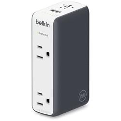 Belkin Travel RockStar Surge Protector with 2 AC Outlets, 1 USB Port and 3000 mAh Battery Pack Charger