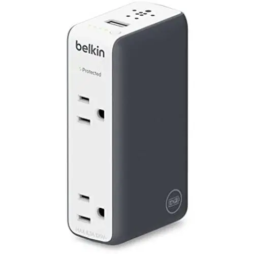 Belkin Travel RockStar Surge Protector with 2 AC Outlets, 1 USB Port and 3000 mAh Battery Pack Charger Belkin Travel RockStar Surge Protector with 2 AC Outlets, 1 USB Port and 3000 mAh Battery Pack Charger