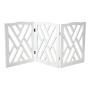 Zoogamo 3 Panel White Wood Crisscross Top Dog Pet Gate - Durable Lightweight Extra Wide Wooden Expandable & Folding Home/Indoor/Outdoor 45" W x 19" H Dog Safety Fence