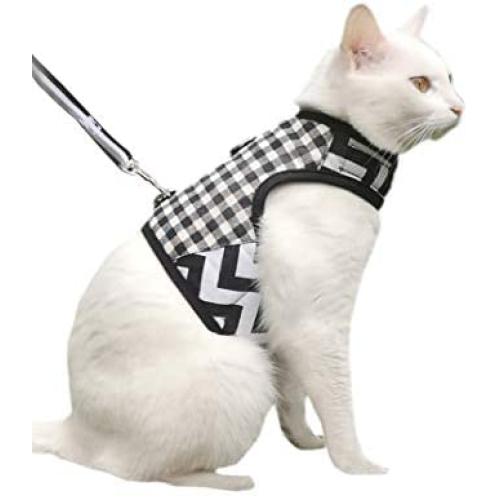 Escape Proof Cat Harness with Leash, Adjustable Cat Walking Jackets, Padded Cat Vest