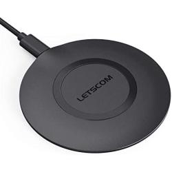 LETSCOM Ultra Slim Wireless Charger,Qi-Certified 15W Max Fast Wireless Charging Pad,Compatible with iPhone 11/11 Pro Max/XS Max/XR/XS/X/8/8+,Galaxy Note 10/Note 10+/S10/S10+/S10E (Black)