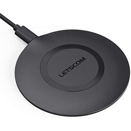 LETSCOM Ultra Slim Wireless Charger,Qi-Certified 15W Max Fast Wireless Charging Pad,Compatible with iPhone 11/11 Pro Max/XS Max/XR/XS/X/8/8+,Galaxy Note 10/Note 10+/S10/S10+/S10E (Black)