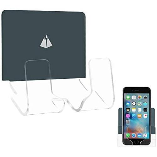 TXesign Adhesive Wall Phone Holder Mount for Smartphones iPhone External Battery Wall Holder Mount (Silky Grey Blue & Transparent)