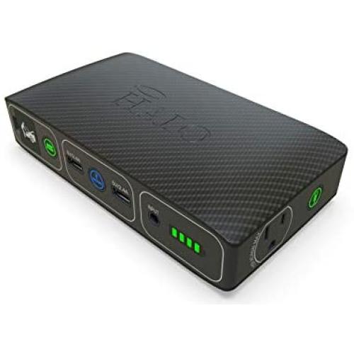 HALO Bolt 58830 mWh Portable Phone Laptop Charger Car Jump Starter with AC Outlet and Car Charger - Black Graphite
