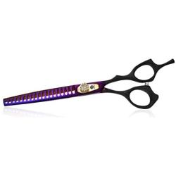 Purple Dragon Professional 7.0/8.0 inch Pet Grooming Hair Cutting Scissor and 6.75/8.0 inch Dog Chunker Shear - Japan 440C Stainless Steel for Pet Groomer or Family DIY Use