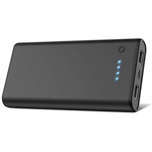 Portable Charger Power Bank【24800mAh】 HETP High Capacity External Battery Pack with 4 LED Lights Ultra-Compact High-Speed Recharging Battery Charger for Smart Phone Android Tablet and More -Black