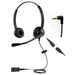 Wired Cell Phone Headset by AvimaBasics | with Noise Canceling Mic and Adjustable Fit Headband for iPhone Samsung Huawei HTC LG ZTE BlackBerry Mobile Phone and Smartphones with 3.5mm Jack