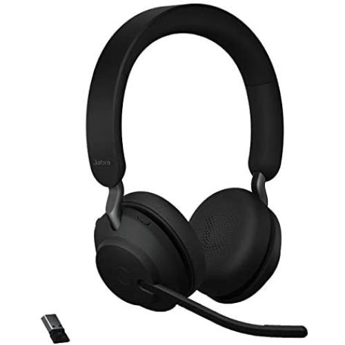 Jabra Evolve2 65 UC Wireless Headphones with Link380a, Stereo, Black – Wireless Bluetooth Headset for Calls and Music, 37 Hours of Battery Life, Passive Noise Cancelling Headphones