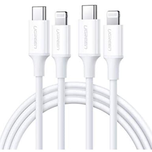 UGREEN USB-C to Lightning Cable [2Pack 3FT MFi-Certified] Supports Power Delivery Fast Charging Sync with Type C PD Charger, Compatible for iPhone SE 11 Pro Max XR Xs Max Plus 8, AirPods, iPad