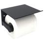 lofekea Toilet Paper Holder, Wall Mount Matte Bathroom Toilet Tissue Holder Black Aluminum Toilet Roll Holder with Mobile Phone Storage Shelf and Anti-Slip Mat
