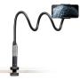 Gooseneck Bed Phone Holder, SAIJI Flexible Long Arm Phone Mount for Desk, Clip Bracket Clamp Stand for 4.0-6.5 Mobile Cell Phone Stand Document Camera Nintendo Switch (Black)