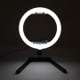 Qiilu 13In 100-240V Portable LED Ring Lamp, 3200K-5600K Dimmable Fill Light Photography Phone Clip Kit (US Plug)