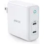 USB C Charger, Anker 60W 2-Port PowerPort Atom PD 2 [GAN Tech] Compact Foldable Wall Charger, Power Delivery for MacBook Pro/Air, iPad Pro, iPhone 11 / Pro/Max/XR/XS/X, Pixel, Galaxy, and More