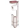 mDesign Freestanding Metal Wire Toilet Paper Roll Holder Stand and Dispenser with Storage Shelf for Cell, Mobile Phone - Bathroom Storage Organization - Holds 3 Mega Rolls - Venetian Bronze