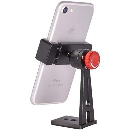 Ruittos Phone Holder for Tripod, Metal Cellphone Tripod Adapter 360 Degree Rotation Vertical Video Smartphone Bracket Clip Compatible with iPhone X XS XR 8 Samsung Galaxy S10 S9+ Huawei (Black C18)