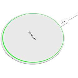 Wireless Charger Fast Ultra Slim 10W Wireless Charger White Qi-Certified，Universal Wireless Charging Station Pad Compatible for Smart Phones (No AC Adapter)