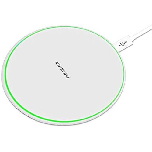 Wireless Charger Fast Ultra Slim 10W Wireless Charger White Qi-Certified，Universal Wireless Charging Station Pad Compatible for Smart Phones (No AC Adapter)