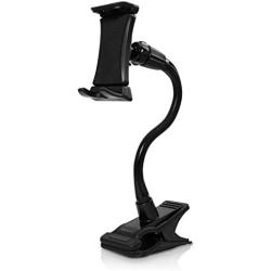 Macally Adjustable Gooseneck Tablet Holder & Phone Clip - Works with Phones & Tablets up to 8” - Flexible Phone Holder & Tablet Mount with Clip On Clamp for Desks up to 1.75” Thick (CLIPMOUNT),Black