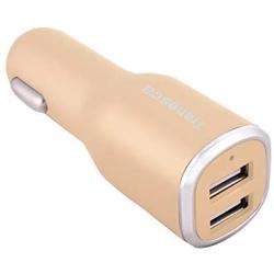 Tranesca Compatible 4.8A/24W Dual USB Port Car Charger for iPhone X 8 7 6S 6 Plus, 5 SE 5S 5 5C, Samsung Galaxy S9 S8 S7 S6 Edge, Note 8 4, LG G6 G5 V10 V20, HTC,Nexus, iPad Pro and More-Gold