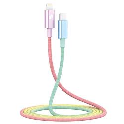 USB C to Lightning Cable Rainbow Color iPhone 11 Charger Cord [3.2ft Apple MFI Certified] Nylon Braided for iPhone SE /11Pro/Max/X/XS/XR/XS Max, Airpods Pro, Thunderbolt 3 Mac, Support Power Delivery