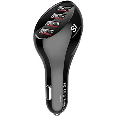 Car Charger, Vogek 50W 10A 4-Port USB Car Charger with Smart Identification Compatible with Galaxy S8 /S7 / S6 / Edge/Plus, Note 5/4 – Black