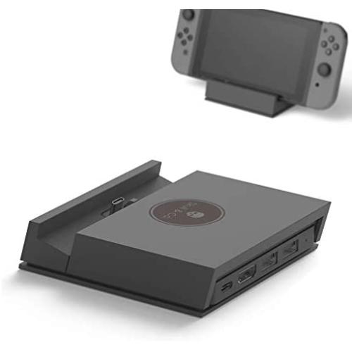 Skull & Co. Jumpgate Portable Dock with Detachable USB Hub HDMI TV Adapter for Nintendo Switch,Smartphone and MacBook- Black