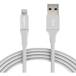 AmazonBasics USB A Cable with Lightning Connector, Premium Collection, MFi Certified Apple iPhone Charger, 10 Foot, 12 Pack, Silver