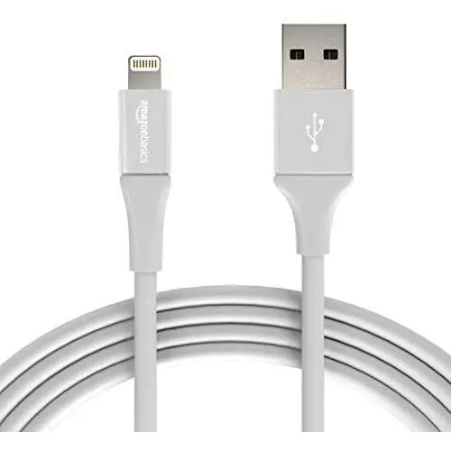 AmazonBasics USB A Cable with Lightning Connector, Premium Collection, MFi Certified Apple iPhone Charger, 10 Foot, 12 Pack, Silver AmazonBasics USB A Cable with Lightning Connector, Premium Collection, MFi Certified Apple iPhone Charger, 10 Foot, 12 Pack, Silver