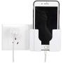 Wall Mount 3M Adhesive Mobile Phone Wall Charger Holder and Remote Control Stand Multipurpose Storage Box (White 2 Pack)