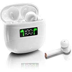 Rocxf Bluetooth 5.2 Wireless Earbuds with LED Fast Charging Case IPX7 Waterproof HIFI Stereo Headphones in Ear Built in Mic Headset Premium Sound with Deep Bass for Sport,White