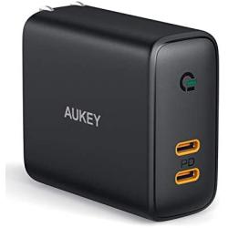 USB C Charger AUKEY 36W 2-Port Foldable Fast Charger with 30W Power Delivery 3.0 & Dynamic Detect Type C Wall Charger for iPhone 11 Pro Max SE, Galaxy S10, Pixel 4XL, MacBook, iPad, Airpods Pro Switch