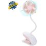 Clip On Stroller Fan, Tutuko 2000mAh USB Rechargeable Mini Desk Fan, 3 Speeds Ultra-Quiet Portable Fan, 360° Bendable Personal Clip Fan for Baby Carriage, Treadmill, Bedside, Dorm, Office (Baby Pink)