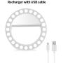 Selfie Ring Light, XINBAOHONG Rechargeable Clip-on Selfie Fill Light with 48 LED for iPhone/Android Smart Phone Photography, Camera Video, Girl Makes up(White)