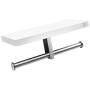 crw Double Toilet Paper Holder White Bathroom Tissue Roller Hanger with Cell Mobile Phone Shelf Wall Mounted