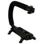 Cam Caddie Scorpion Jr Stabilizing Camera Handle for DSLR and GoPro Action Cameras - Professional Handheld U/C-Shaped Grip with Integrated Accessory Shoe Mount for Microphone or LED Video Light - Includes: Smartphone / GoPro Adapters and 1/4-20 Threaded M