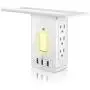 Socket Shelf, 9 Ports Wall Outlet Shelf with LED Sensor Night Light, Extra-Large Shelf with 6 Electrical Outlet, 3.4A 3 USB Ports(Fast Charging), Cable Holder and Smartphone Headphone Hanger Socket Shelf, 9 Ports Wall Outlet Shelf with LED Sensor Night Light, Extra-Large Shelf with 6 Electrical Outlet, 3.4A 3 USB Ports(Fast Charging), Cable Holder and Smartphone Headphone Hanger